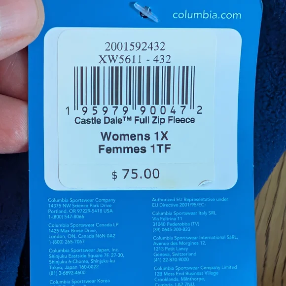Brand New With Tags Woman Columbia Blue Fleece Jacket Size 1X - Picture 3 of 9